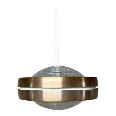 Suspension Raak Amsterdam aliminium anodisé et cristal vintage années 60