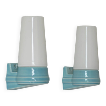 Ceramic Wall Sconces by Sigvard Bernadotte for Ifö, Sweden, 1960s, Set of 2
