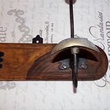 Vintage - Coat rack with 3 hooks in wood and aged brass