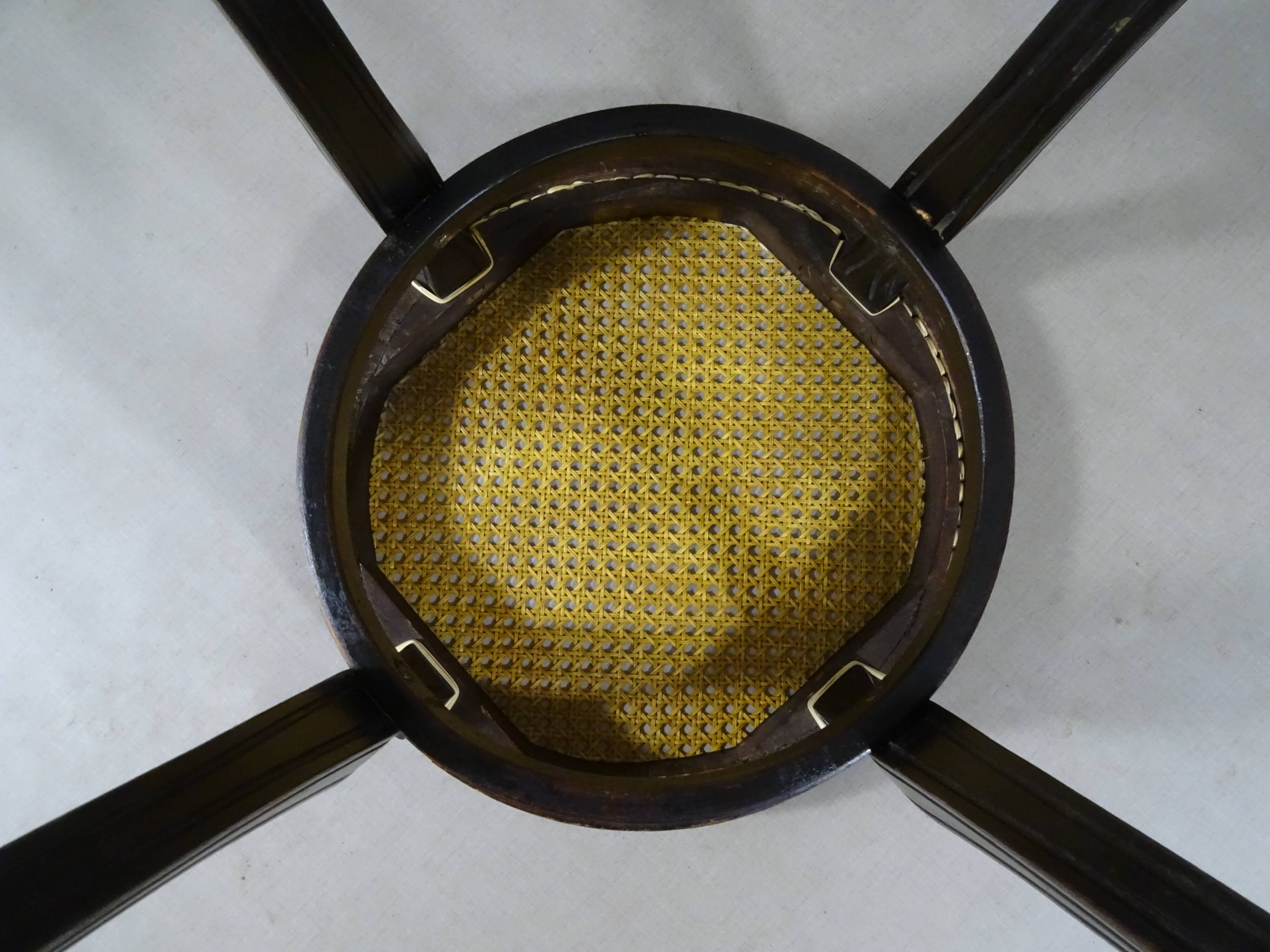 Pair of Thonet stools out of catalogue, circa 1890, new canework