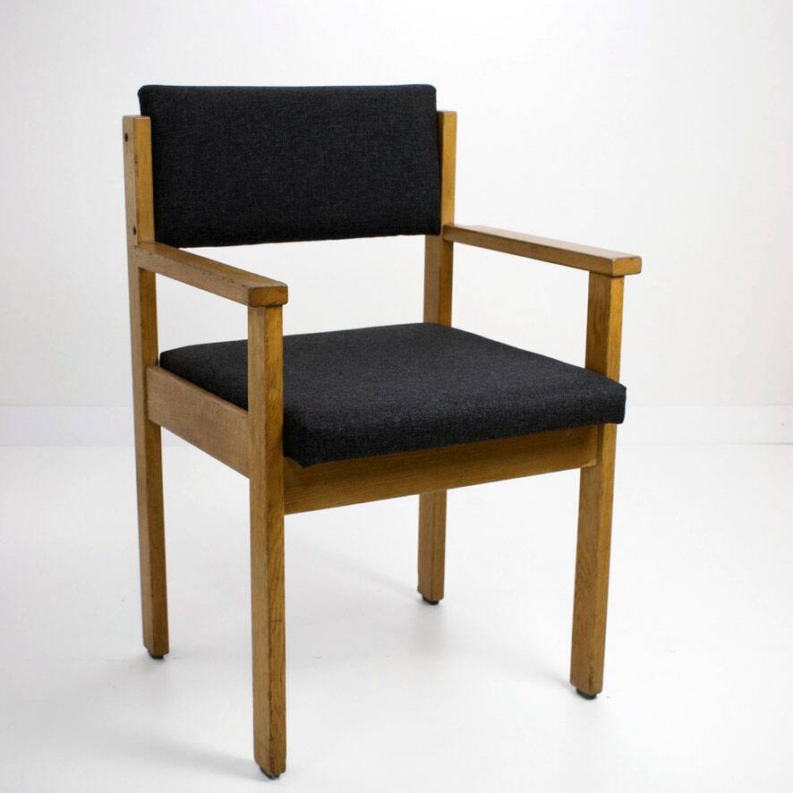 Office armchair, Bridge, in brutalist oak, vintage