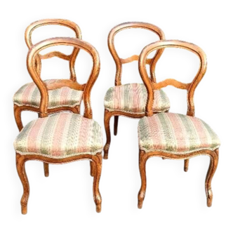 4 chaises anciennes en noyer milieu XIXe siècle