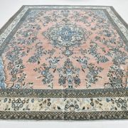Tapis persan classique bleu et saumon, 318x410 cm