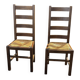 Paire de chaises en chêne et paille – années 50