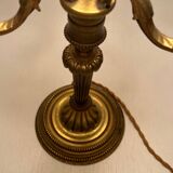 Antique three-light Bouillotte lamp - brass - Fontette Palace Caen