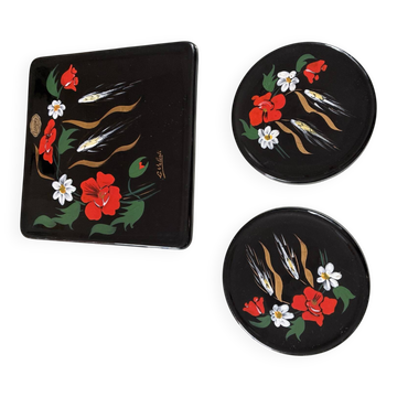 Vintage Table Set Enamels of Longwy – L. Valenti (Original Box)