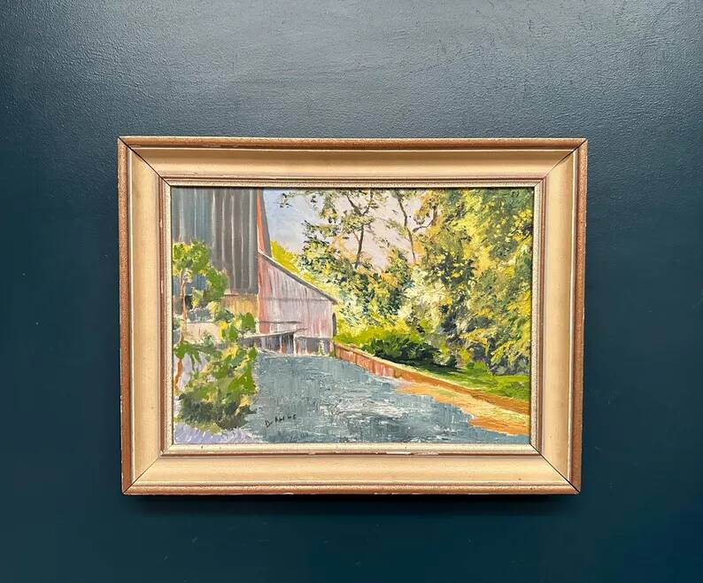 Original Swedish Oil on Canvas – "Cascade" – Signed – Vintage and Framed – 53 × 68.5 cm (20.9" × 27")
