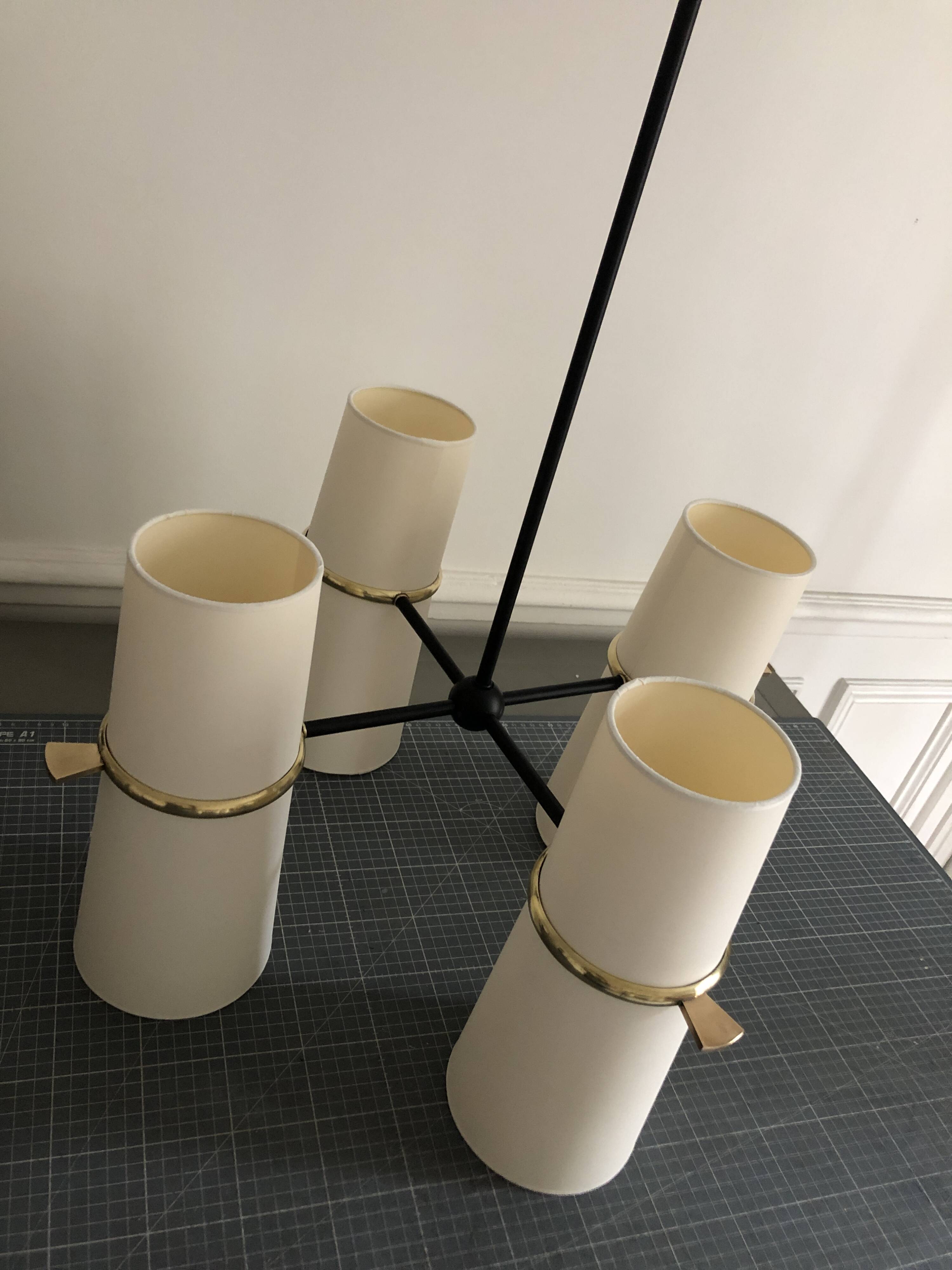 Lustre diabolical 8 lights Maison Lunel 1950