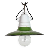Industrial Green Enamel Pendant Light, 1950s