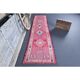 Vintage Turkish Oushak Handmade Wool Cotton Pink Runner Rug 81x337
