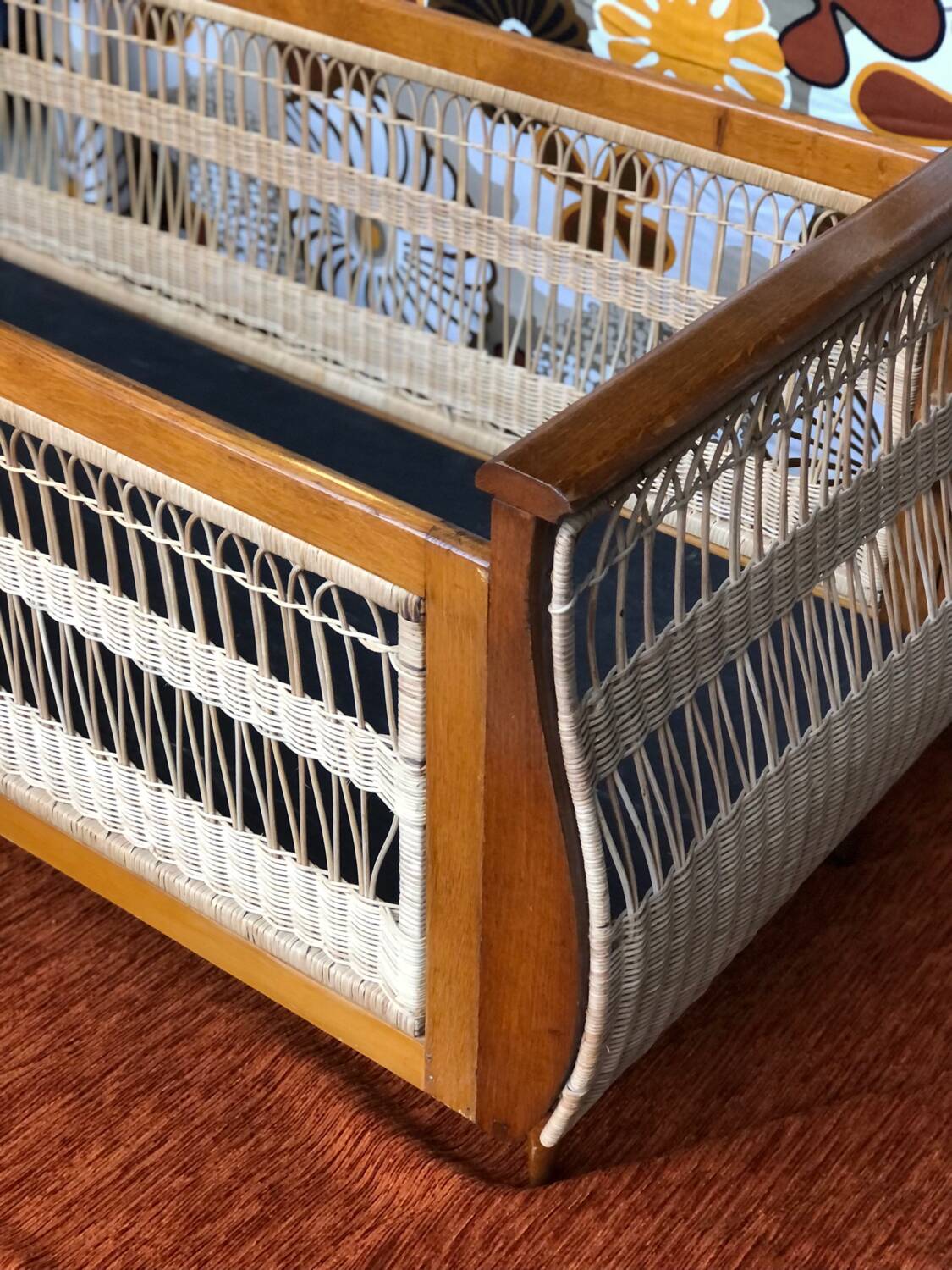 Vintage wicker children's bed 1960