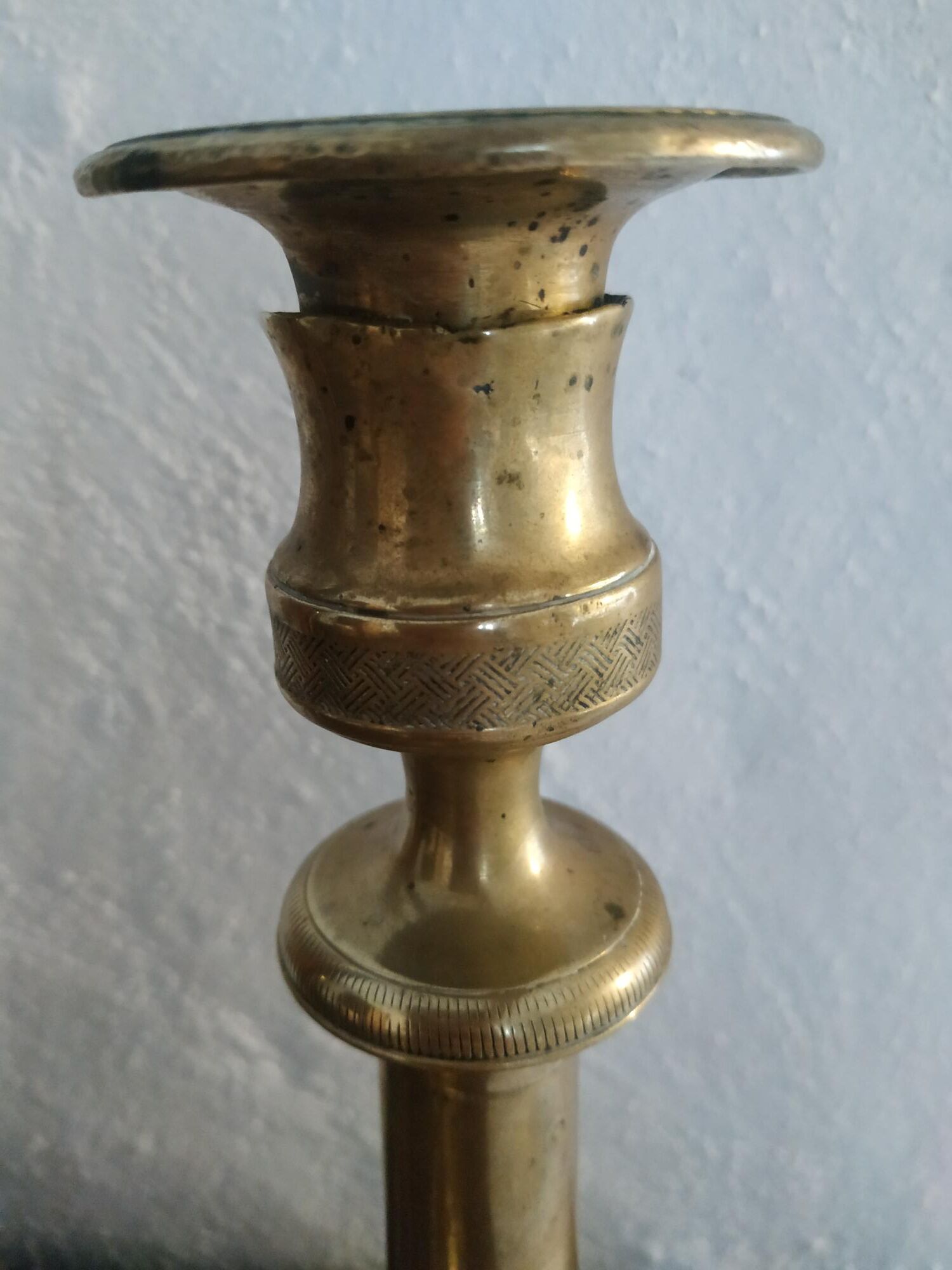 Set of 2 old brass candle holders