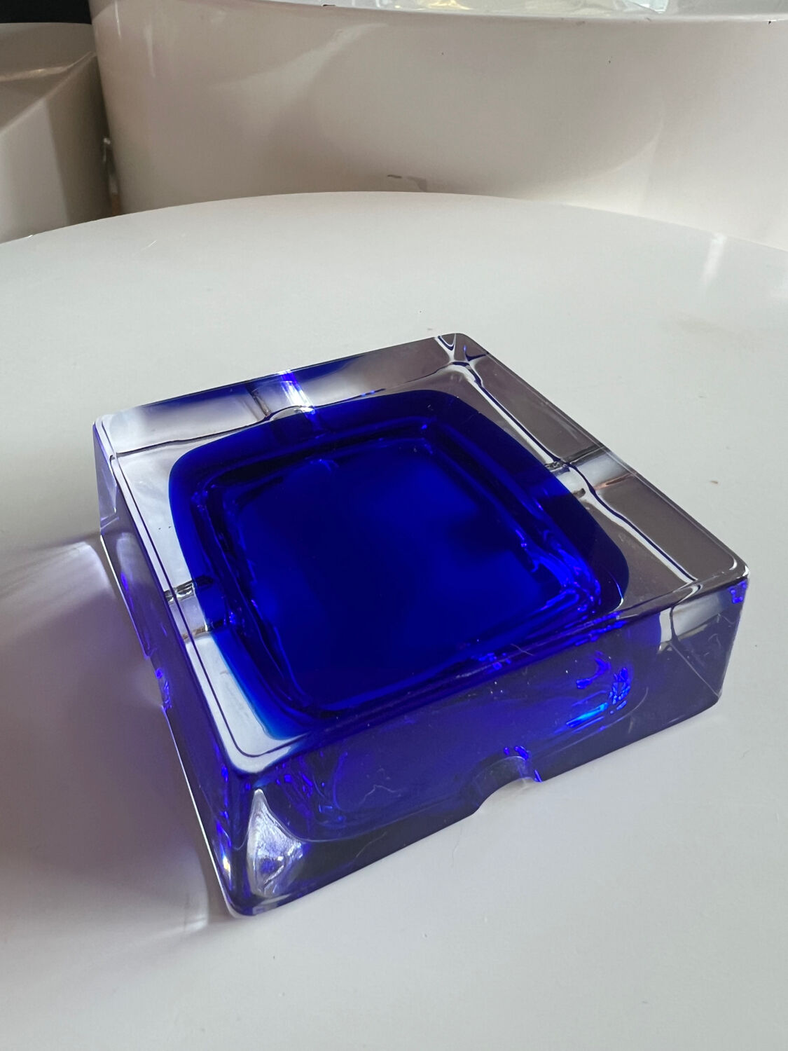 Blue Arques crystal ashtray – J.G. Durand