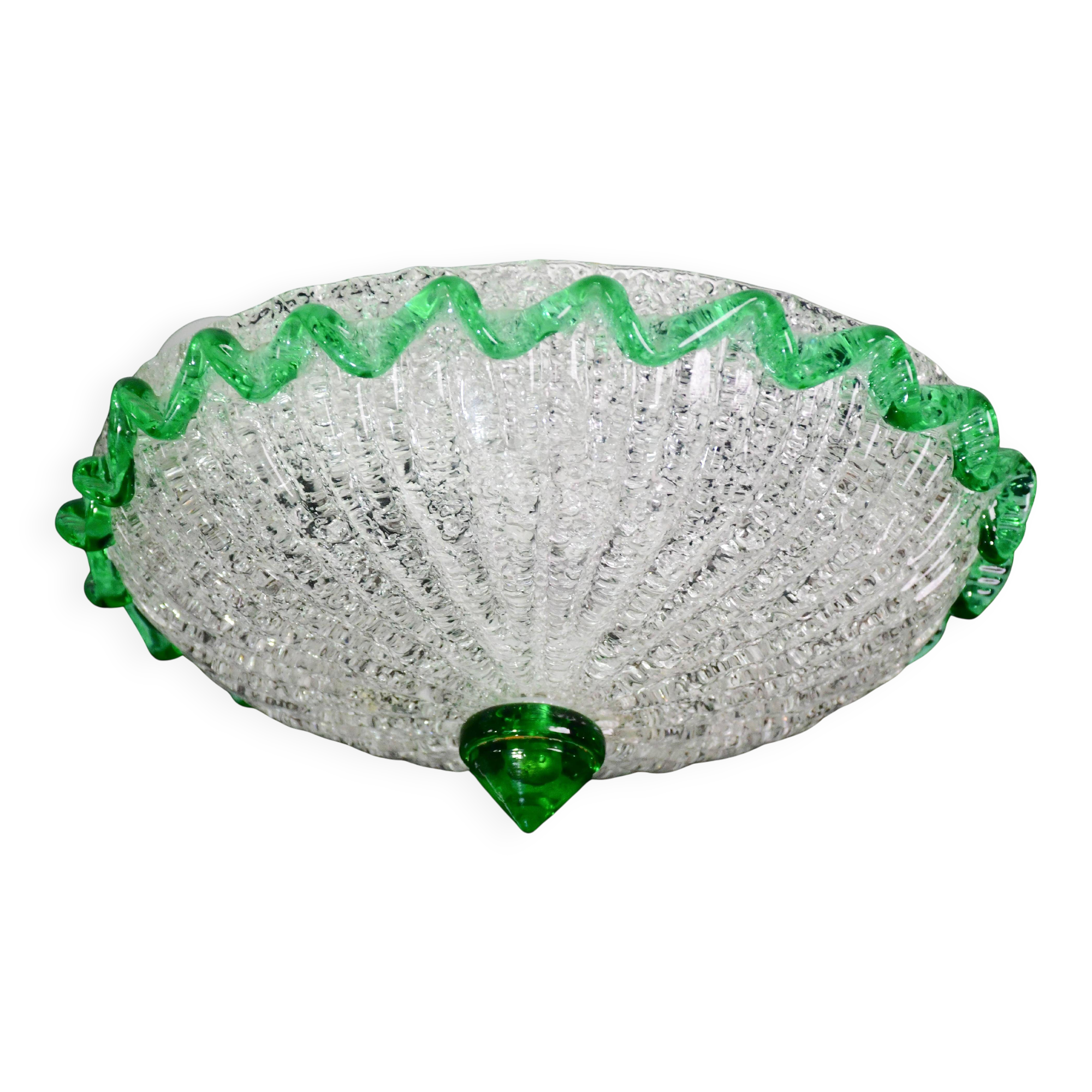 Charming Italian green Murano glass ceiling fixture, Murano, 1970
