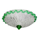 Charming Italian green Murano glass ceiling fixture, Murano, 1970