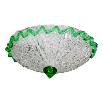 Charming Italian green Murano glass ceiling fixture, Murano, 1970