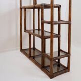 Asymmetrical bamboo and smoked glass shelf - 1970s