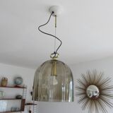 PEILL & PUTZLER pendant light in smoked glass and brass from the 70s