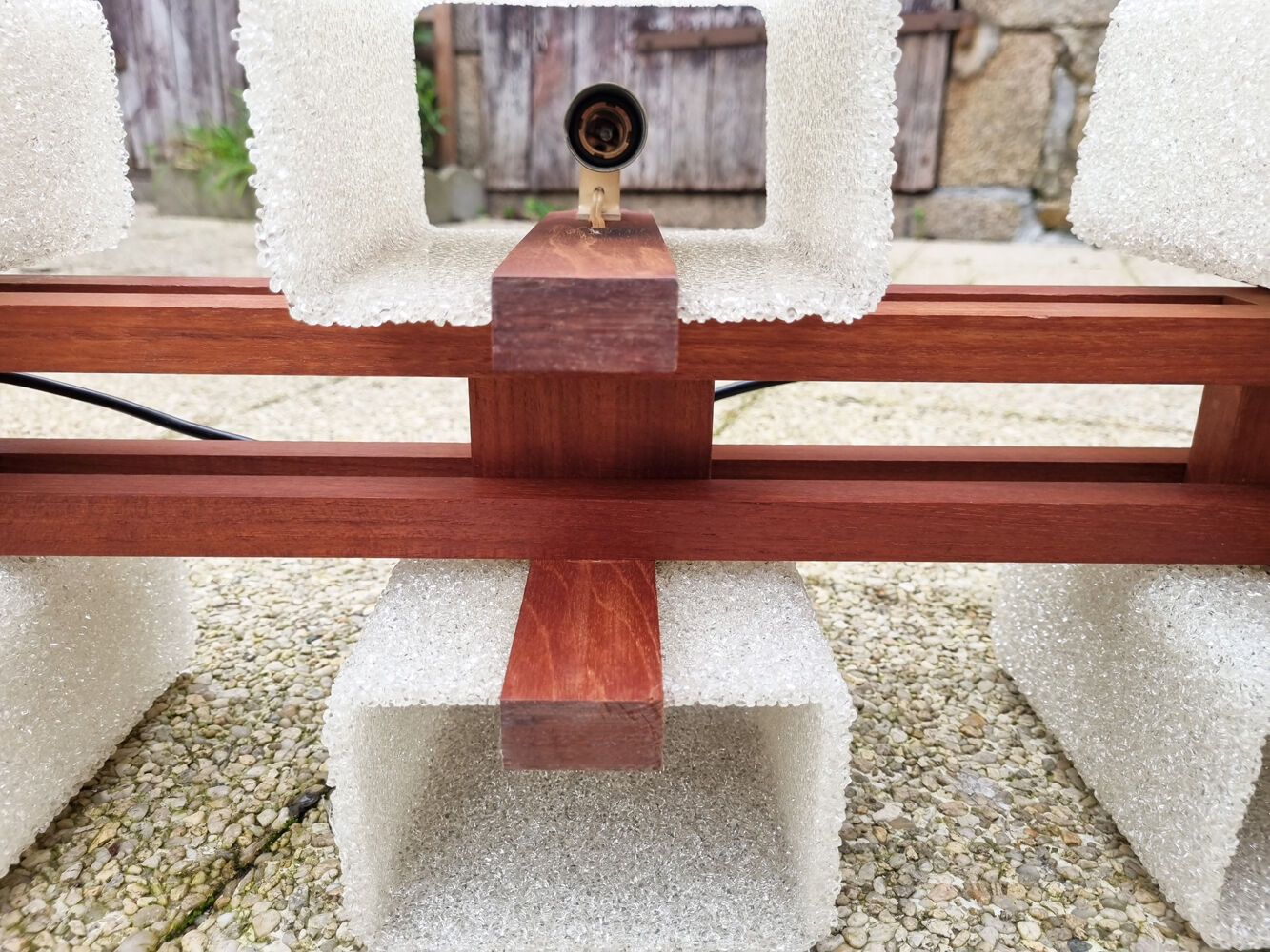 Scandinavian vintage suspension 60s, 6 fires, teak and perplexed