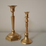 Set of 2 small brass candle holders