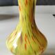 Murano style blown art glass ball vase. Speckled, corolla neck/22 cm