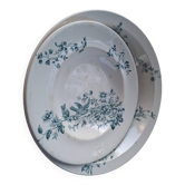 Old set of 2 terre de fer longwy dishes – bird and flower decoration