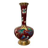 Vase soliflore émaux Longwy ancien
