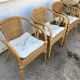 Set of 3 vintage rattan and wicker armchairs