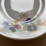 Vintage oval dish in white Limoge porcelain signed TLB flowers