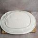 Vintage oval serving dish in majolica – Relief fruit decoration and woven basket design.