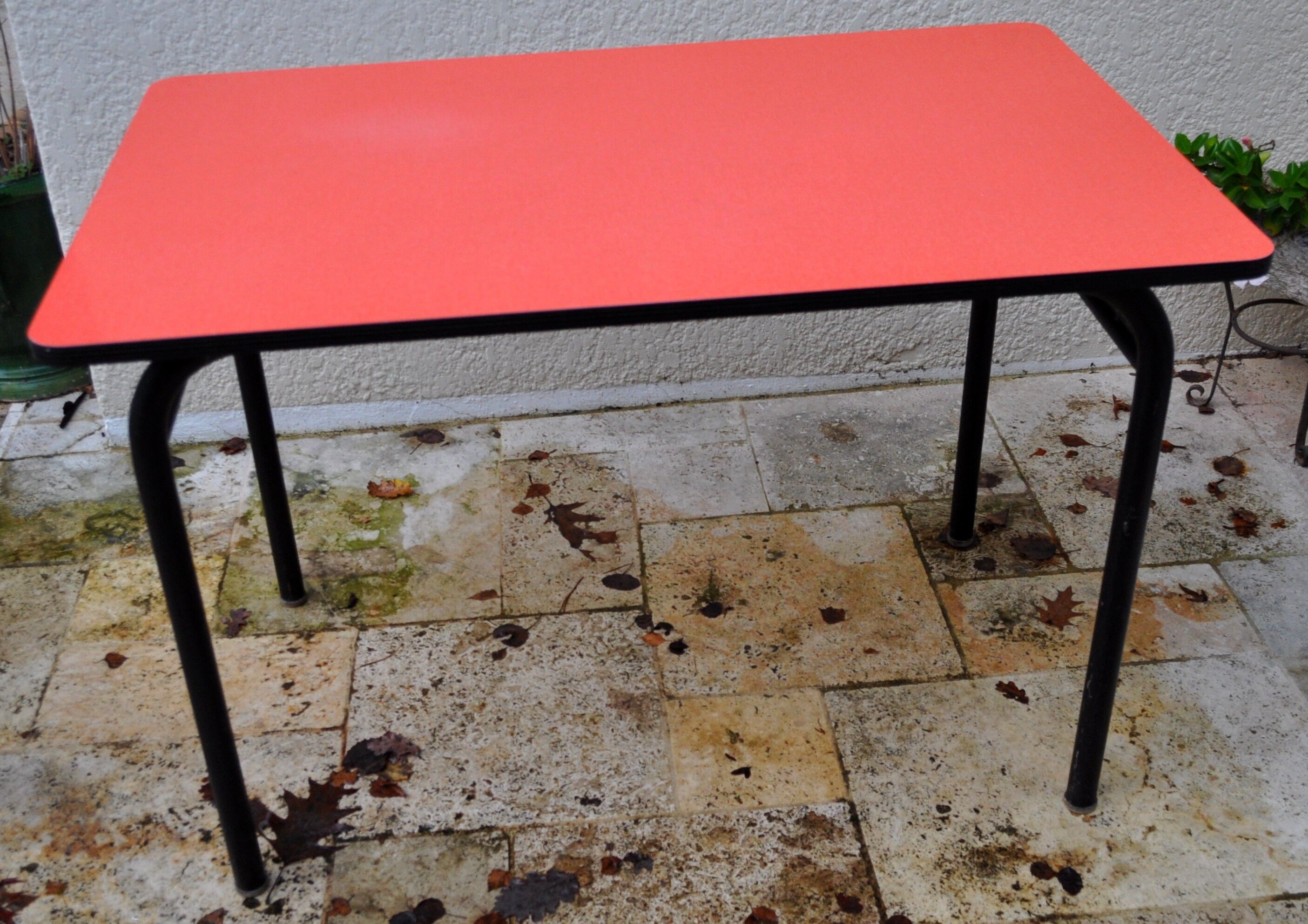 Red formica bistro table