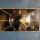 Vintage formica clock silent rectangular wall clock "Japy electric black yellow"