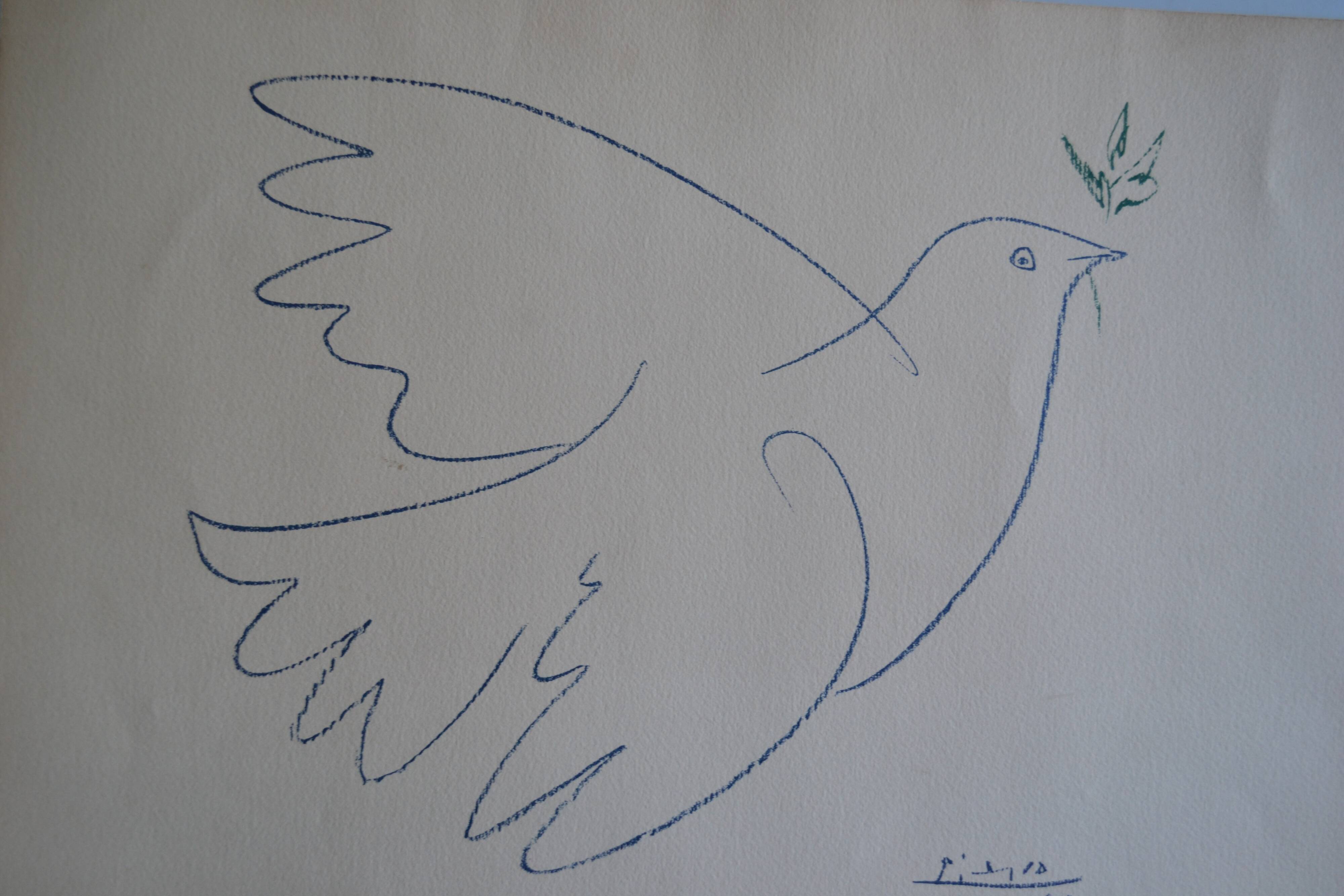 Picasso original lithograph 1959 The Blue Dove 38x28cm