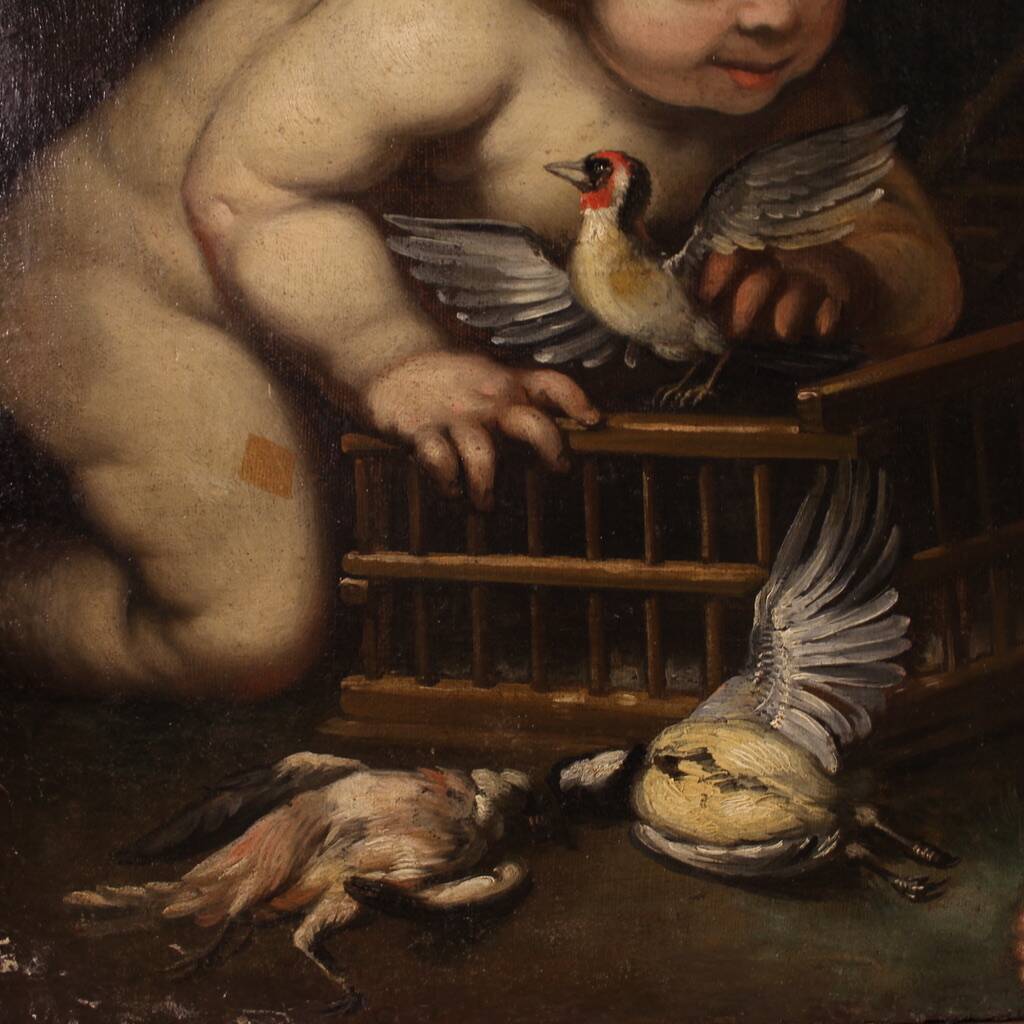 17th century Italian school painting, cherub games