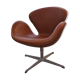 Swan armchair Arne Jacobsen edition Fritz Hansen brown leather