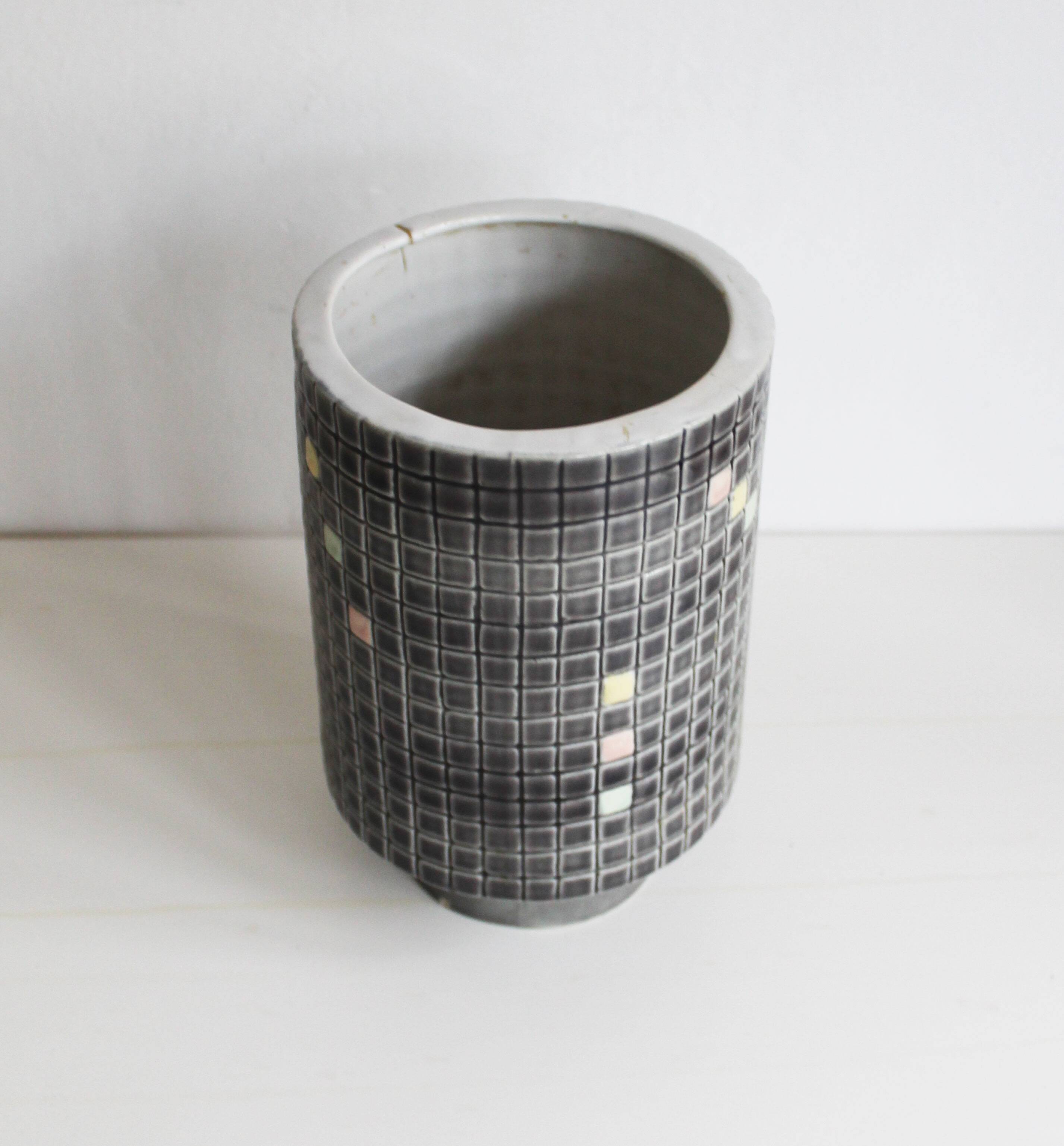 1960s Ceramic Mosaic Vase