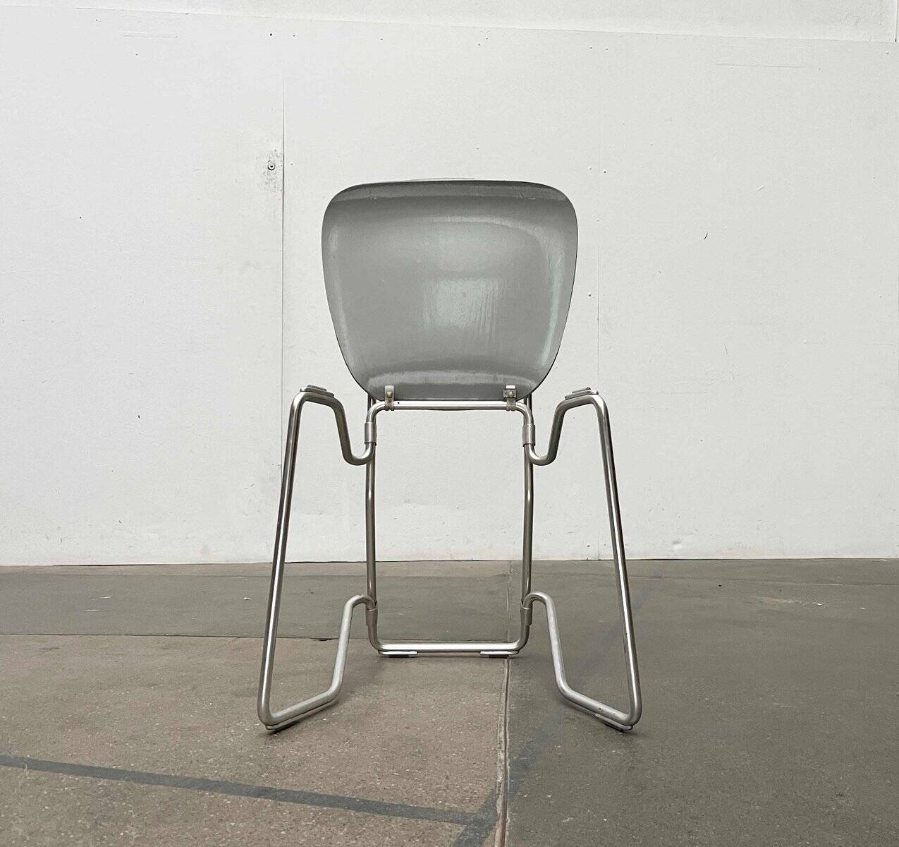 Stackable folding chair in space age style from the mid-century by Armin Wirth for Aluflex, 1960s, set of 3.