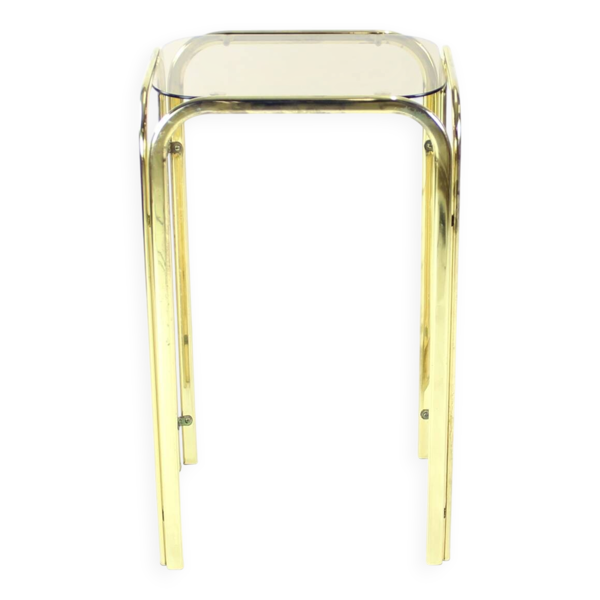 Table d'appoint haute en métal avec plateau en verre, Tchécoslovaquie, années 1970