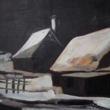 Painting „The Winter Aurora”, Scandinavian design, 1970s