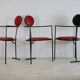 3 armchairs designs steel and leather, France, circa 1980