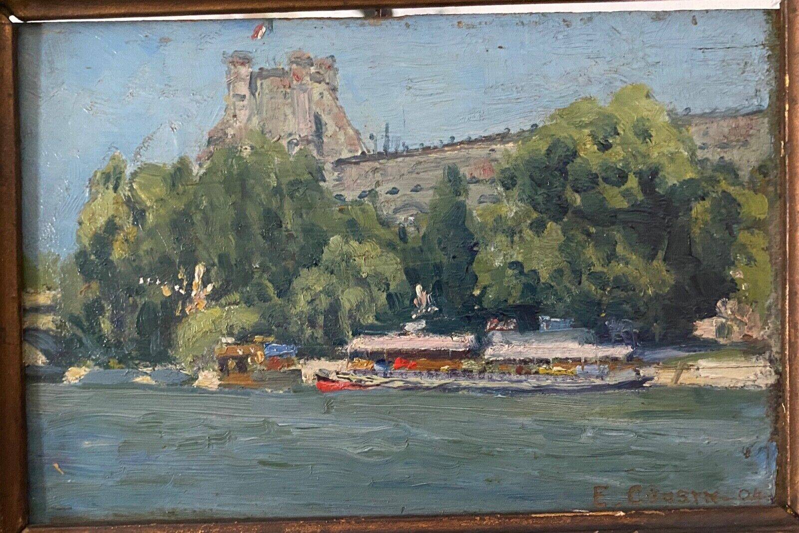 Oil on wood by E. Cousin Crusyn Paris the quays of the Seine 1904