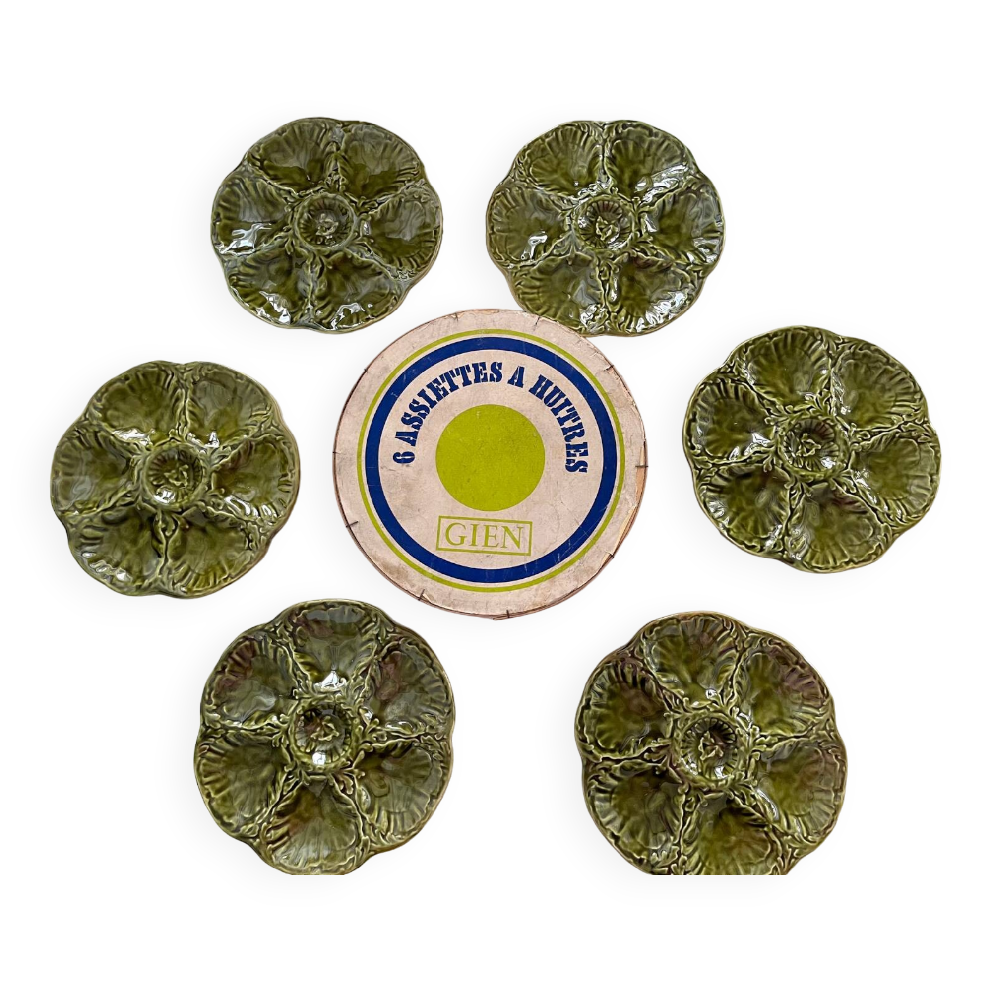 6 Gien oyster plates