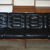 Danish 4-seater sofa with leather upholstery 244 cm, 1960s