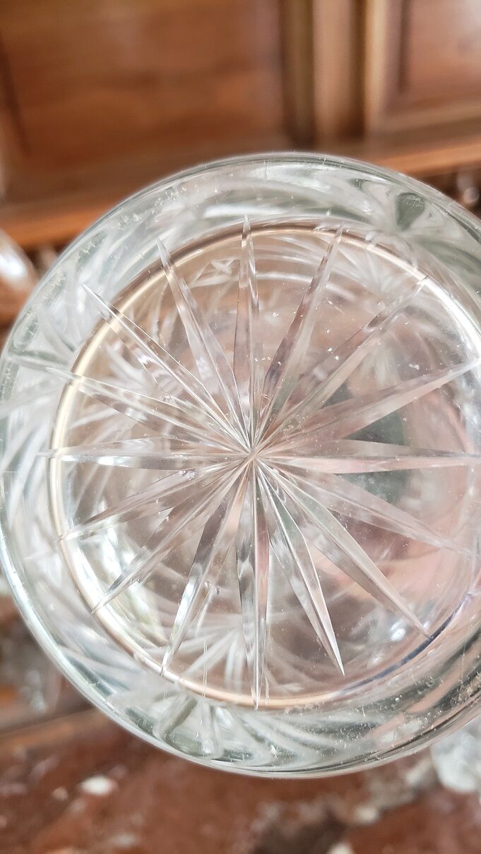 Pair of crystal and metal decanters
