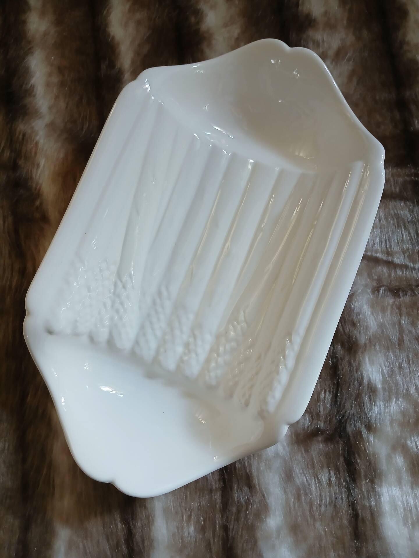 Old plate in slipware/asparagus