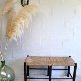 Banc paille et bois ancien