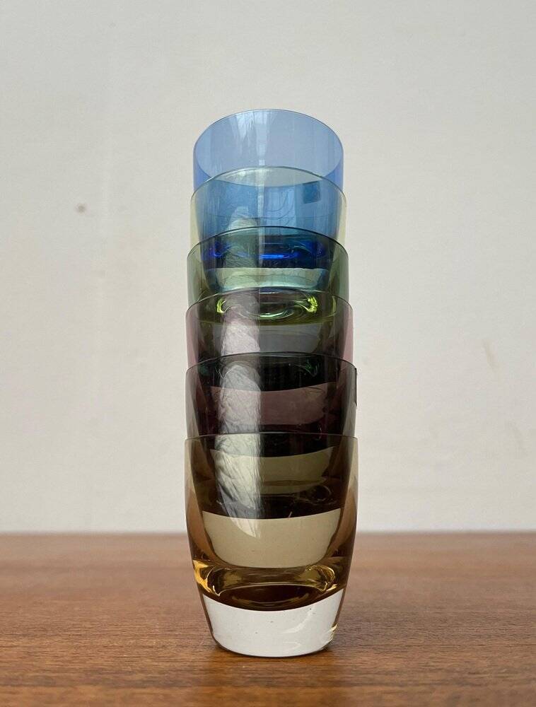 Coloured Space Age shot glasses by Gral, mid-century German, 1960s, set of 5.