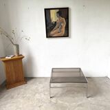 Modernist chrome and smoked glass coffee table, circa 1970