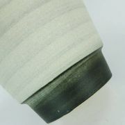 Mid century flowerpot planter u-keramik stripe pattern shades of gray and black 50s 60s