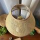 Lampe chrome & bois, abat-jour esprit osier